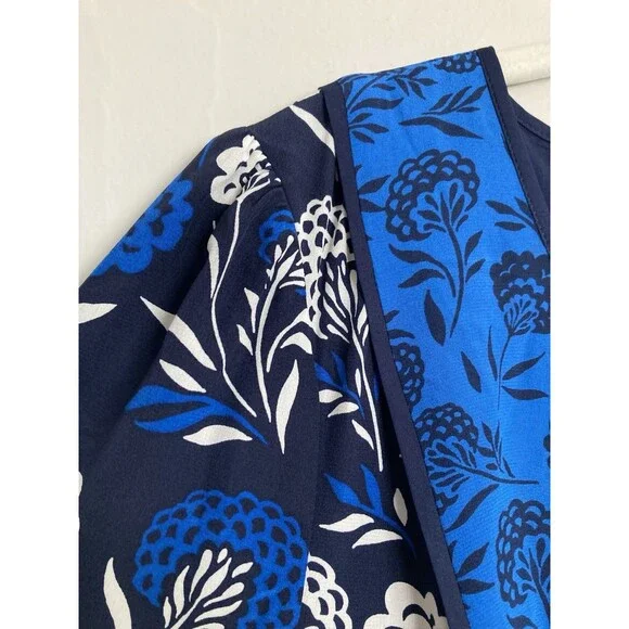 NEW Draper James Silk Midi Dress 12  Mixed Print Floral Blue - Picture 8 of 13